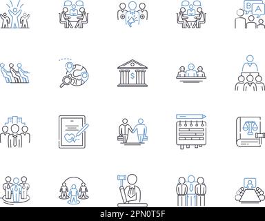 Collection hedge Fund Outline icons. Couverture, fonds, investissement, investissement, gestion, Manager, stratégies vecteur et illustration ensemble de concepts. Stratégie Illustration de Vecteur