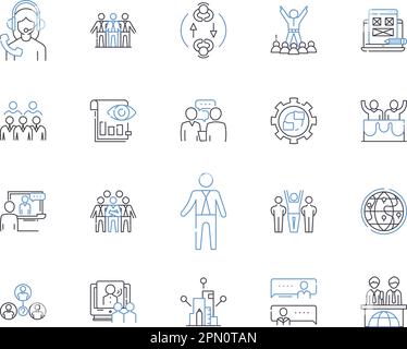 Collection hedge Fund Outline icons. Couverture, fonds, investissement, investissement, gestion, Manager, stratégies vecteur et illustration ensemble de concepts. Stratégie Illustration de Vecteur