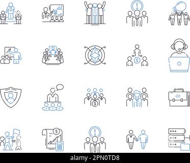 Collection hedge Fund Outline icons. Couverture, fonds, investissement, investissement, gestion, Manager, stratégies vecteur et illustration ensemble de concepts. Stratégie Illustration de Vecteur