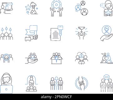 Collection d'icônes de contour de coaching d'entreprise. Entreprise, Coaching, formation, Professionnel, équipe, Leadership, vecteur commercial et concept d'illustration Illustration de Vecteur
