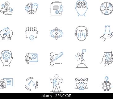 Collection d'icônes de contour de progression de la société. Croissance, expansion, progrès, développement, avancement, Expansion, vecteur de bénéfices et illustration Illustration de Vecteur