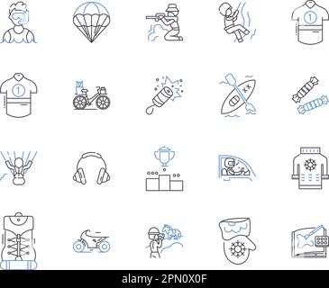 Collection Weekend et sport Outline Icons. Week-end, Sport, Loisirs, Loisirs, jouer, Jeux, Athletics vecteur et jeu de concepts d'illustration Illustration de Vecteur