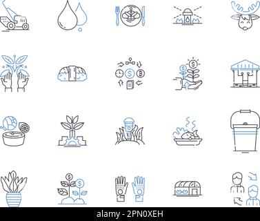 Collection d'icônes de contour d'usine agricole. Agriculture, usine, Agriculture, récolte, culture, Ensemble de concepts Grower, Harvester Vector et illustration Illustration de Vecteur