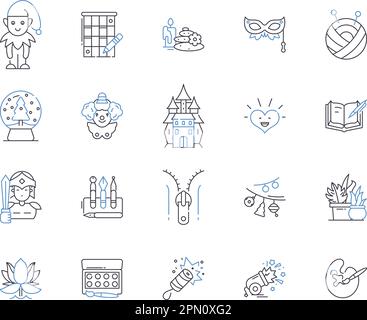 Collection Creative hobies outline icons. Peinture, fabrication, couture, Jardinage, écriture, Ensemble de concepts de dessin, de dessin au craie et d'illustration Illustration de Vecteur