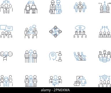 Les collaborateurs de la direction présentent une collection d'icônes. Gestion, collèges, éducation, institutions, apprentissage, Degrés, programmes vecteur et illustration Illustration de Vecteur