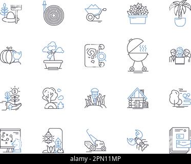 Collection d'icônes pour les contours de la production agricole. Agriculture, culture, cultures, récolte, semis, Ensemble de concepts de rendement, de vecteur d'élevage et d'illustration Illustration de Vecteur
