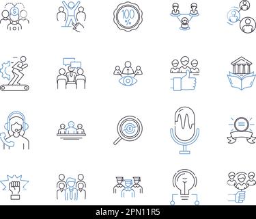 Personnel étudiant la collection d'icônes de contour. Examiner, apprendre, gagner, éduquer, saisir, Ensemble de concepts de découpage, d'étude de vecteur et d'illustration Illustration de Vecteur