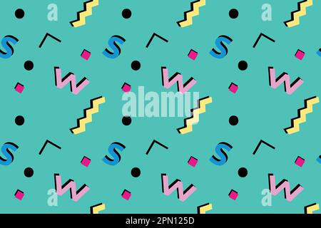 Memphis arrière-plan. Arrière-plan rétro avec des figures turquoise pour affiche ou carte. Arrière-plan de memphis abstrait avec des figures géométriques colorées pour votre conception. Texture vectorielle. Illustration vectorielle Illustration de Vecteur