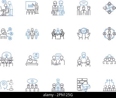 Collection d'icônes de présentation des principes de base de la formation en équipe. Travail d'équipe, communication, collaboration, confiance, respect, leadership, vecteur de négociation et illustration Illustration de Vecteur