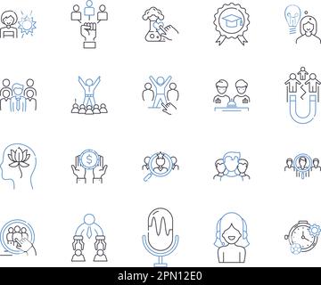 Collection d'icônes de contour de coaching d'entreprise. Entreprise, Coaching, formation, Professionnel, équipe, Leadership, vecteur commercial et concept d'illustration Illustration de Vecteur