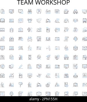 Collection d'icônes de présentation de l'atelier d'équipe. Atelier, équipe, formation, collaboration, résolution de problèmes, Apprentissage, jeu d'illustrations vectorielles de construction d'équipe Illustration de Vecteur