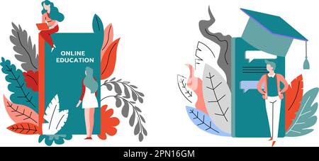 Formation en ligne, cours pour les classes d'étudiants Illustration de Vecteur
