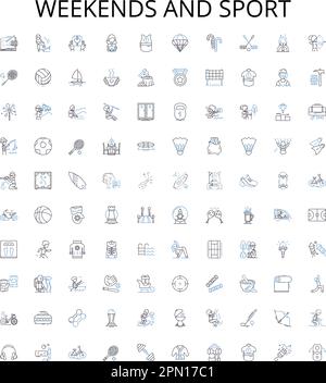 Collection Weekend et sport Outline Icons. Week-end, Sport, Loisirs, Loisirs, jouer, Jeux, jeu d'illustrations vectorielles Athletics. Activités, plein air Illustration de Vecteur