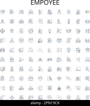 Collection Empoyee Outline icons. Employé, personnel, travailleur, personnel, équipe, Membre, associer un jeu d'illustrations vectorielles. Collègue, personnel, opérateur Illustration de Vecteur