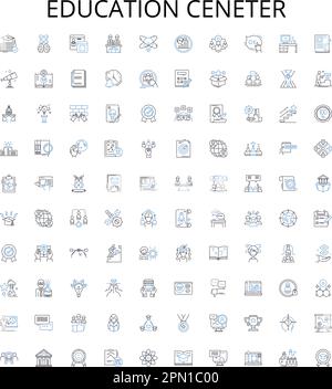 Collection d'icônes de présentation de ceneter Education. Éducation, Centre, formation, tutorat, Académie, Classes, jeu d'illustrations vectorielles compétences. Formation Illustration de Vecteur