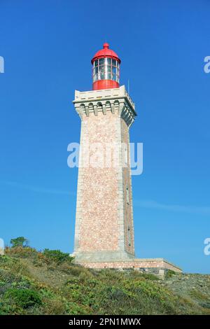 Phare de Cap Béar, Port Vendres, Pyrénées-Orientales, Languedoc-Roussillon, France du Sud, France, Europe Banque D'Images