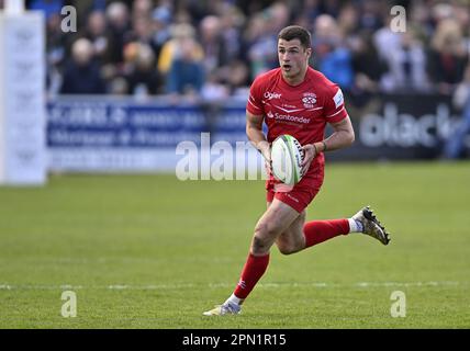 Bedford, Royaume-Uni. 15th avril 2023. Championnat de rugby RFU. Bedford Blues V Jersey Reds. Terrain de rugby Bedford Blues. Bedford. Russell Bennett (Jersey) pendant le match de rugby du Bedford Blues V Jersey Reds RFU Championship. Credit: Sport en images/Alamy Live News Banque D'Images