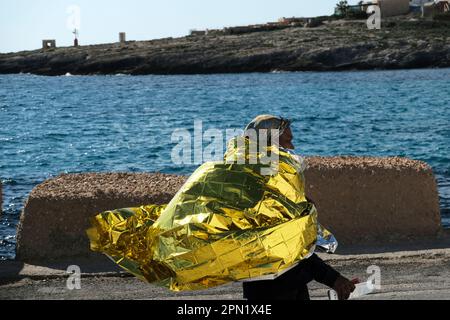 Lampedusa , Sicile, 7 novembre le 2022 novembre, des migrants ont été secourus ces derniers jours par la garde côtière italienne et débarqués sur l'île de Lampedusa le 2022. Banque D'Images