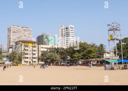 La plage de Chowpatty, Mumbai, Inde Banque D'Images