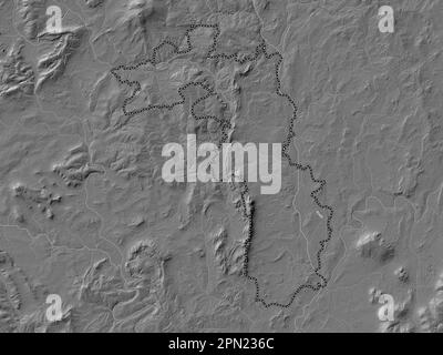 Malvern Hills, quartier non métropolitain d'Angleterre - Grande-Bretagne. Carte d'altitude à deux niveaux avec lacs et rivières Banque D'Images