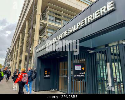 Paris, France, panneau extérieur, Hôpital public français, Hôpital universitaire la Pitie Salpetriere, entrée Banque D'Images