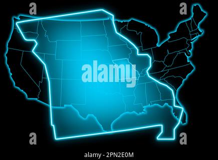 carte du missouri bleu phosphorescent design futuriste Banque D'Images