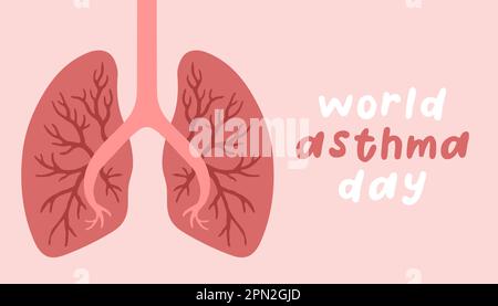 Affiche de sensibilisation de la Journée mondiale de l'asthme avec des poumons sains. Illustration vectorielle. Illustration de Vecteur