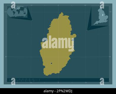 Notinghamshire, comté administratif d'Angleterre - Grande-Bretagne. Forme de couleur unie. Cartes d'emplacement auxiliaire d'angle Banque D'Images