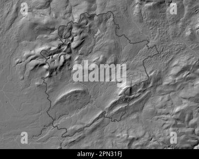 Ribble Valley, quartier non métropolitain d'Angleterre - Grande-Bretagne. Carte d'altitude à deux niveaux avec lacs et rivières Banque D'Images