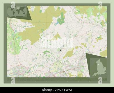 Ribble Valley, quartier non métropolitain d'Angleterre - Grande-Bretagne. Ouvrez la carte des rues. Cartes d'emplacement auxiliaire d'angle Banque D'Images