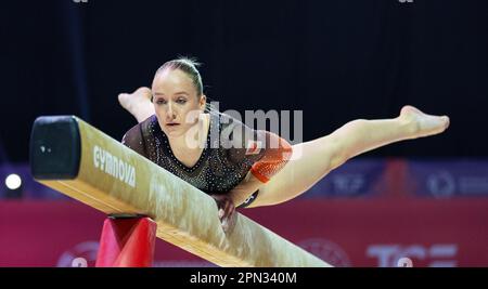 Antalya, Turquie. 16th avril 2023. ANTALYA - Sanne Wevers en action lors de la finale du faisceau aux Championnats d'Europe en Turquie. ANP IRIS VANDEN BROEK crédit: ANP/Alamy Live News Banque D'Images