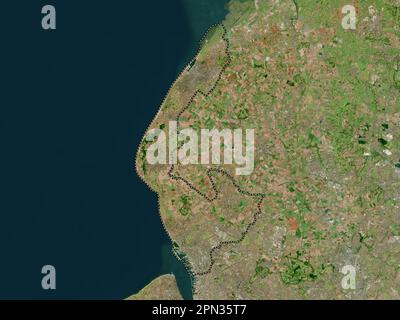 Sefton, comté administratif d'Angleterre - Grande-Bretagne. Carte satellite haute résolution Banque D'Images