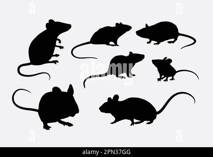 Silhouettes de rat et de souris. Bonne utilisation pour le logo, les icônes Web, le symbole, ou tout design que vous voulez. Illustration de Vecteur