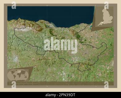 Somerset West et Taunton, district non métropolitain d'Angleterre - Grande-Bretagne. Carte satellite haute résolution. Cartes d'emplacement auxiliaire d'angle Banque D'Images