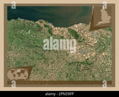 Somerset West et Taunton, district non métropolitain d'Angleterre - Grande-Bretagne. Carte satellite basse résolution. Cartes d'emplacement auxiliaire d'angle Banque D'Images