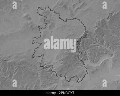 South Oxfordshire, district non métropolitain d'Angleterre - Grande-Bretagne. Carte d'altitude en niveaux de gris avec lacs et rivières Banque D'Images