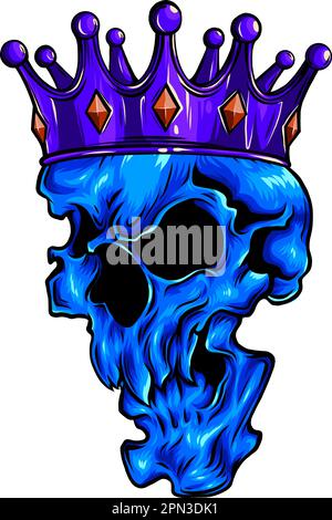 illustration vectorielle du crâne avec corbeau sur fond blanc. tirage numérique Illustration de Vecteur