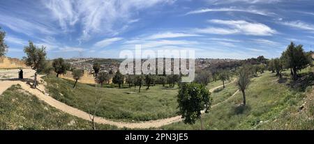 FES, Maroc : superbe horizon panoramique de la ville avec médina et ville Nouvelle entourée de collines vues de Borj Nord (Burj al-Shamal) fortification Banque D'Images