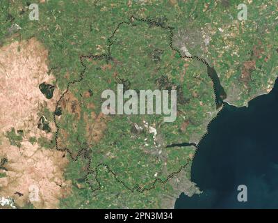 Teignbridge, quartier non métropolitain d'Angleterre - Grande-Bretagne. Carte satellite basse résolution Banque D'Images