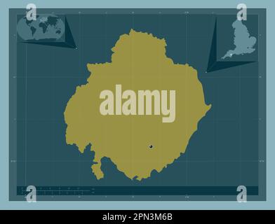 Teignbridge, quartier non métropolitain d'Angleterre - Grande-Bretagne. Forme de couleur unie. Cartes d'emplacement auxiliaire d'angle Banque D'Images