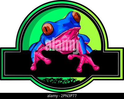 joli logo grenouille modèle illustration vectorielle sur fond blanc. tirage numérique Illustration de Vecteur