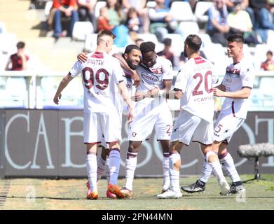 Turin, Italie. 16th avril 2023. Italian Serie A, Torino FC et US Salernitata 1919, au Stadio Olimpico Grande Torino. Credit: Nderim Kacili/Alamy Live News Banque D'Images