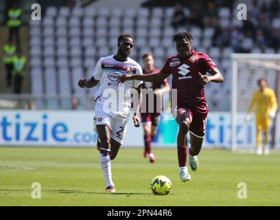 Turin, Italie. 16th avril 2023. Italian Serie A, Torino FC et US Salernitata 1919, au Stadio Olimpico Grande Torino. Credit: Nderim Kacili/Alamy Live News Banque D'Images