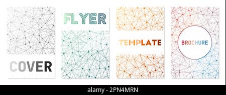Jeu de housses de style technologique. Peut être utilisé comme couverture, bannière, prospectus, affiche, carte de visite, brochure. Collection d'arrière-plan géométrique étonnante. Non Illustration de Vecteur