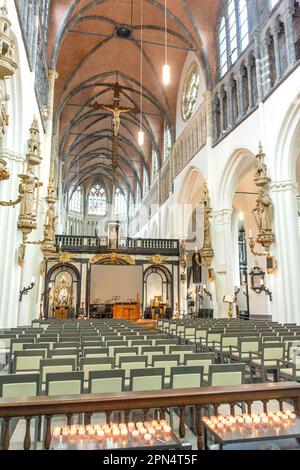 Nef intérieure, onze Lieve Vrouw Brugge (église notre-Dame de Bruges), Mariastraat, Bruges (Bruges), province de Flandre Occidentale, région flamande, Belgique Banque D'Images