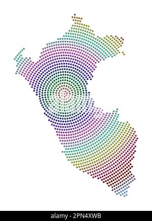 Carte en pointillés du Pérou. Forme de style numérique du Pérou. Icône Tech du pays avec des points gradués. Illustration vectorielle élégante. Illustration de Vecteur