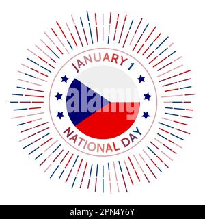 Badge de la journée nationale de la République tchèque. République tchèque après la division de la Tchécoslovaquie en 1993. Célébré sur 1 janvier. Illustration de Vecteur