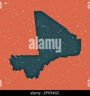 Mali carte d'époque. Grunge la carte du pays avec la texture en difficulté. Affiche Mali. Illustration vectorielle. Illustration de Vecteur