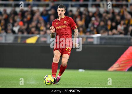 Stadio Olimpico, Rome, Italie. 16th avril 2023. Serie A football; Roma contre Udinese; Gianluca Mancini d'AS Roma crédit: Action plus Sports/Alamony Live News Banque D'Images