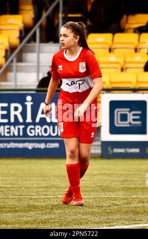 Teesside, Royaume-Uni. 16 avril 2023. Les Rodgers Amber de Middlesbrough, photographiés comme le Middlesbrough Women FC, ont joué le Barnsley Women’s FC dans la FA Women’s National League Division One North. Les visiteurs ont gagné 0-2 au Map Group UK Stadium à Stockton-on-Tees malgré une bonne performance de la part de la maison. Crédit : Teesside Snapper/Alamy Live News Banque D'Images